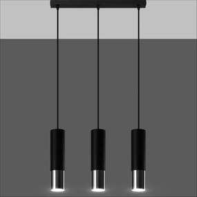 Sollux SL.0942 - Csillár zsinóron LOOPEZ 3xGU10/10W/230V fekete/króm