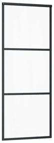 fekete ESG üveg és alumínium tolóajtó 3 paneles 76 x 205 cm