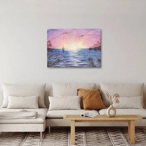 Kép - naplemente a víz felett, akvarell (70x50 cm)