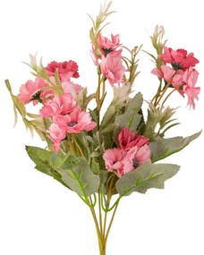 Kerti szegfű selyemvirág csokor, 32cm magas - Rózsaszín