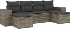 vidaXL 6 részes szürke polyrattan kerti ülőgarnitúra párnákkal