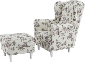 füles fotel puffal, szövet rose 18, ASTRID