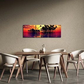Egy sziget képe naplementekor (órával) (90x30 cm)