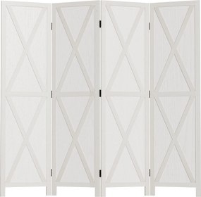 HOMCOM 4 Panelos Földi Elválasztó 182x170 cm Összecsukható Szobaelválasztó Nappalihoz, Hálószobához, Irodához - Fehér | Aosom