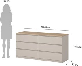 Krémszínű komód 154x76x50 cm Naia – Tvilum