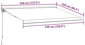 barna kézzel kihúzható napellenző 350 x 250 cm