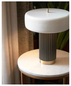 Fehér-zöld asztali lámpa fém búrával (magasság 37,5 cm) Serenella – Kave Home