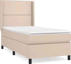 vidaXL cappuccino színű műbőr rugós ágy matraccal 90 x 190 cm