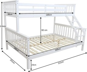 Emeletes, kinyitható ágy , fehér, BAGIRA