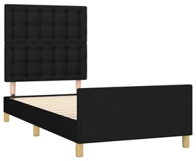 fekete szövet ágykeret fejtámlával 90 x 200 cm