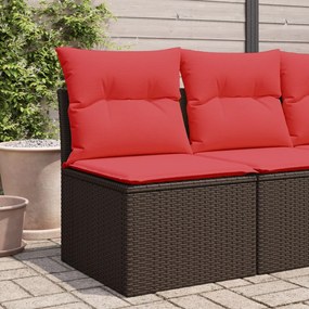 barna polyrattan kerti kanapé karfa nélkül párnákkal