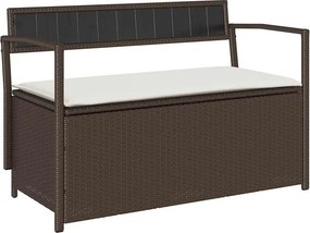 vidaXL barna polyrattan kerti tárolópad párnával