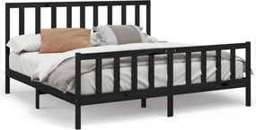vidaXL fekete tömör fenyőfa ágykeret 200x200 cm