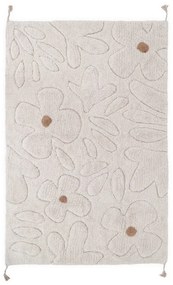 Krémszínű mosható kézi szövésű pamut gyerek szőnyeg 120x180 cm Gentle Flora – Nattiot