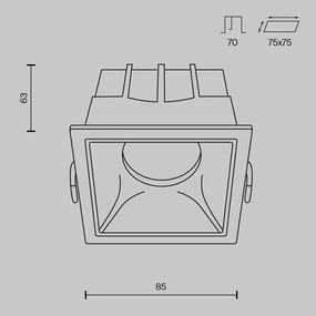 DL043-01-15W3K-D-SQ-W Alfa LED Alumínium Süllyesztett Lámpa Fehér Színű LED 15 W 3000 Kelvin 1150 Lumen IP20