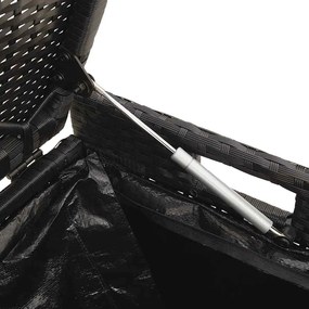 fekete polyrattan kültéri tárolópad párnával 100 cm