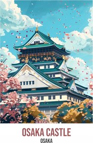 Poszter 29,7x42cm Osaka Castle, Osaka