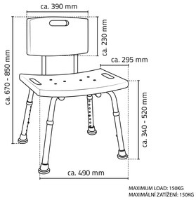 SAPHO A00602101 Kerekesszék háttámlával, állíthatómagasság, fehér