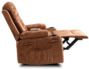 Elektromosan Vezérelhető Masszázsfunkciós Relaxfotel Barna Szövet Kárpittal. BOX 2