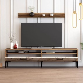 TV szekrény Istanbul - Diós, Fehér Marble