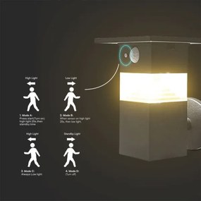 LED Napelemes érzékelős fali lámpa LED/2,5W/3,7V IP54 3000K 2200 mAh