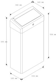 Függesztett szemeteskuka fedővel Stella, 27 l, fehér