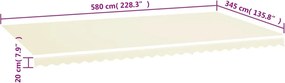 Krémszínű csere napellenző ponyva 6 x 3,5 m