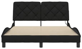 fekete szövet ágykeret LED-ekkel matrac nélkül 120x200 cm