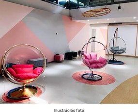 Függő fotel állvánnyal, átlátszó/ezüst/szürke, BUBBLE NEW TYP 2