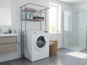 Fém fürdőszobai polc mosógép fölé FIXANO 170x60-90 cm, szürke