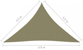 bézs háromszögű oxford-szövet napvitorla 3,5 x 3,5 x 4,9 m