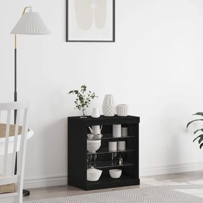 LED világítással ellátott fekete tölgy oldalrész 60,5x37x67 cm