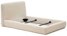 Bézs kárpitozott egyszemélyes ágy 90x200 cm Martina – Kave Home