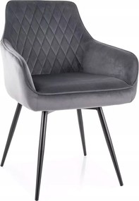 Marlo Velvet szék fém váz fekete bársony szövet szürke bluvel 14