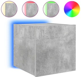 vidaXL betonszürke falra szerelhető TV-szekrény LED-del 30,5x35x30 cm