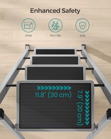 SONGMICS 4 Lépcsős Összecsukható Létrás Fellépő (150 kg Teherbírás), Szürke-Fekete