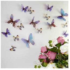 Butterflies 18 db-os kék 3D hatású falmatrica szett - Ambiance