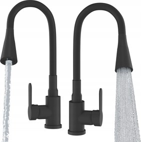 Flexibilis Fekete Konyhai Csaptelep Hajlítható Kiöntővel Mosogatóhoz