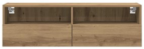 TV Fali Szekrények 2 db Artisan Tölgy 100x30x30 cm Műanyag