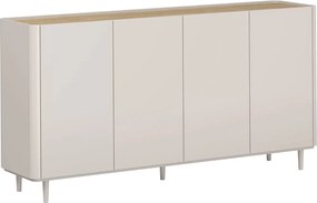 Elivo komód 200 cm négyajtós lábakon - kasmír / olajozott tölgy