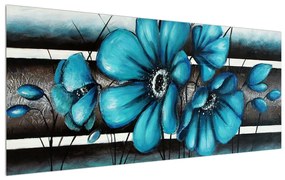 Kék virágok képe (120x50 cm)