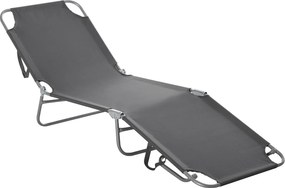 Outsunny Összecsukható Napozóágy Kültéri Kerthez Állítható Háttámlával 5 Pozícióban és Fém Kerettel, Teherbírás 120 kg, Teraszra, Medencéhez, Strandho
