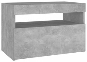 2 db betonszürke éjjeliszekrény LED-lámpákkal 60 x 35 x 40 cm