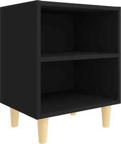 vidaXL fekete éjjeliszekrény tömör fa lábakkal 40 x 30 x 50 cm
