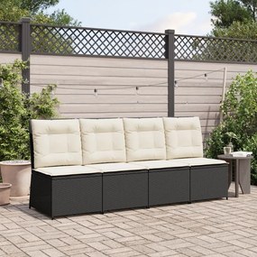 fekete polyrattan dönthető kerti kanapé párnákkal