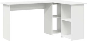 vidaXL Asztal polcokkal tárolóval Fehér 142 x 102 x 73 cm Faanyag