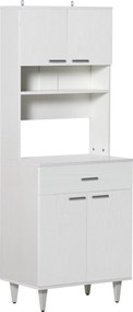 HOMCOM Magas Konyhai Konyhaszekrény, Klasszikus Fehér Fa Konyhaszekrény 2 Szekrénnyel és 1 Polccal, Fehér, 60x40x160cm | Aosom