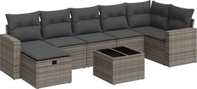 vidaXL 8 részes szürke polyrattan kerti ülőgarnitúra párnákkal