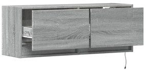 szürke sonoma színű fali TV-szekrény LED-ekkel 100 x 31 x 35 cm