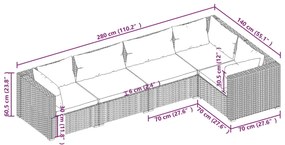 5 részes szürke polyrattan kerti ülőgarnitúra párnákkal